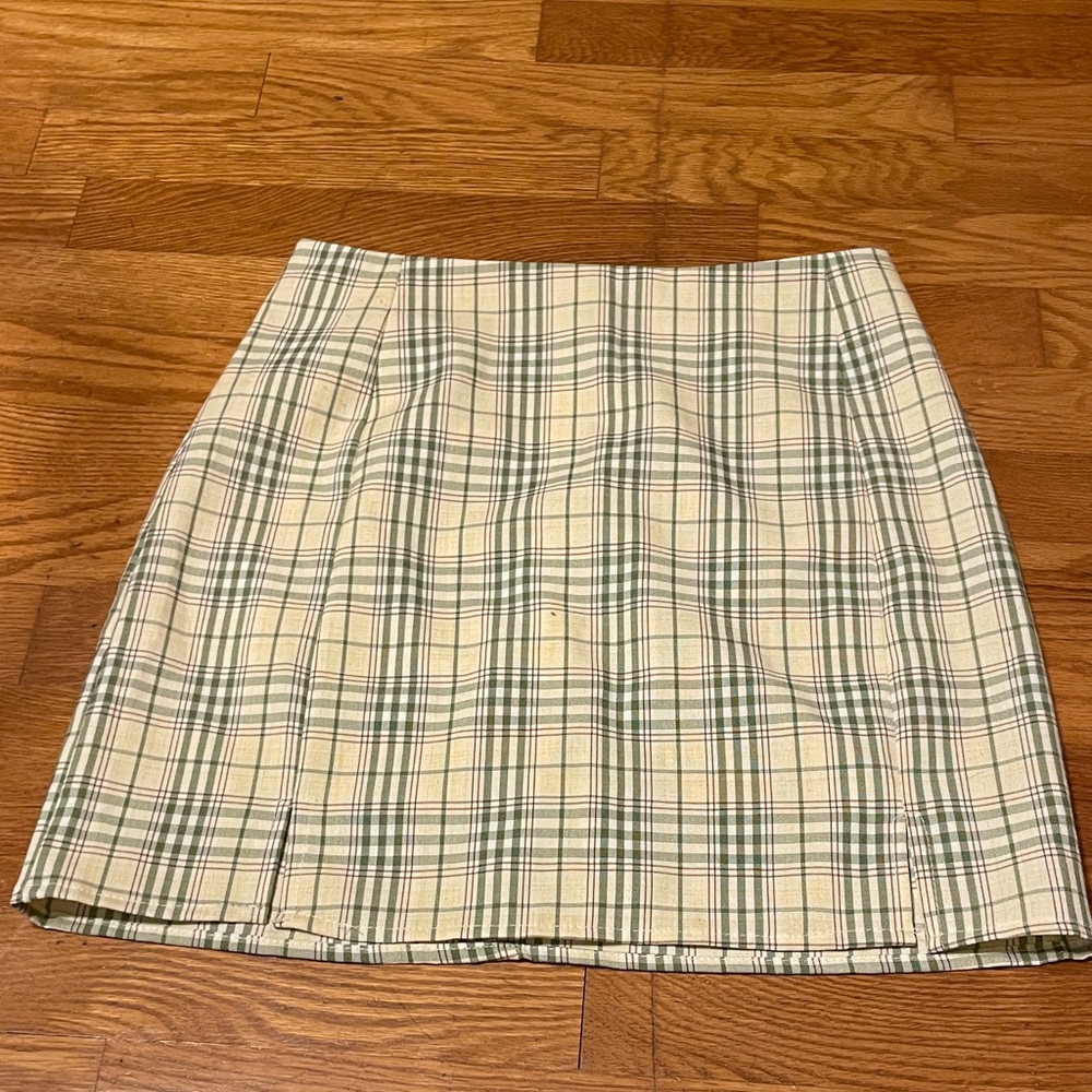 Plaid Cream and Green Women's Skirt